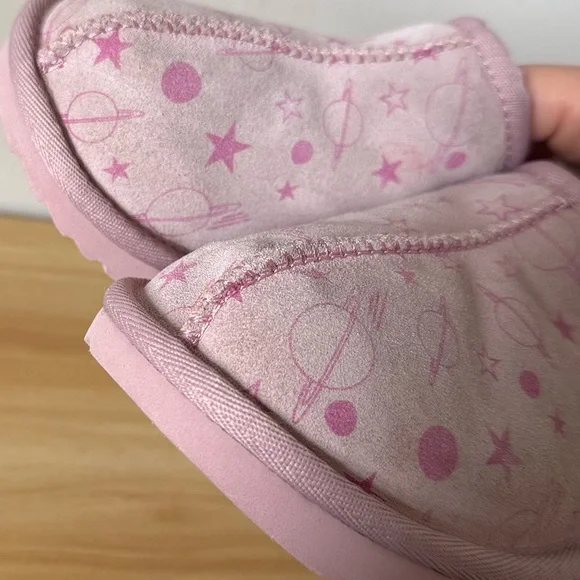 UGG Pink Plush Slip-On Women's Slippers with Star Print 36(US4) - Picture 7 of 8